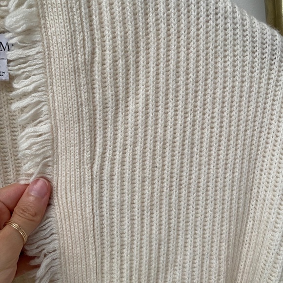 Intermix Womens Wool Cashmere Ivory Kimono Fringe Belted Vest Size S - Picture 6 of 7